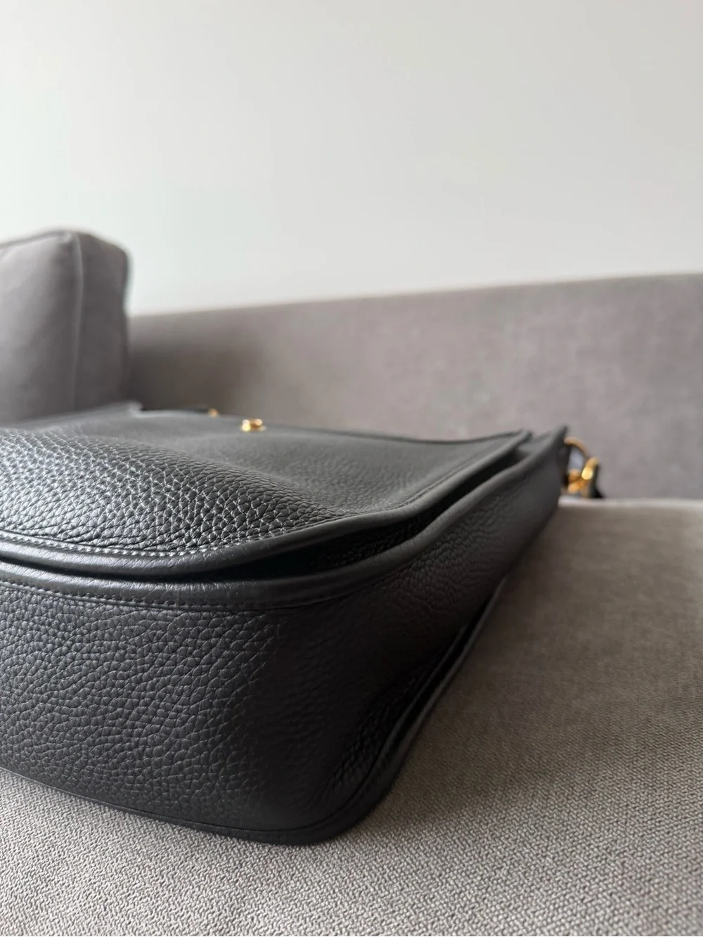 Hermes Black Perforated H Messenger Bag with Gold Hardware